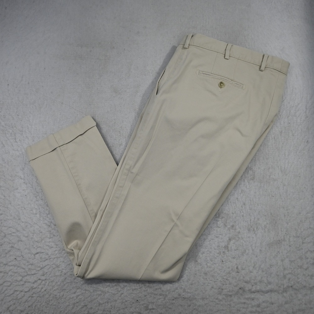 Peter Millar Chino Pants Men 36‎ Cream Cuffed Pima Stretch Flat Front